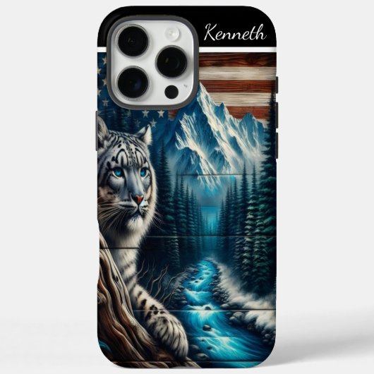 Snow Leopard unter amerikanischer Flagge Case-Mate iPhone Hülle (Rückseite)
