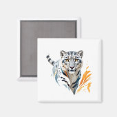 Snow Leopard Vector Art mit lebhaften Farben Magnet (Vorderseite/Rückseite)