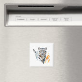 Snow Leopard Vector Art mit lebhaften Farben Magnet (In Situ (Geschirrspüler))