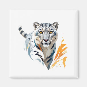 Snow Leopard Vector Art mit lebhaften Farben Magnet