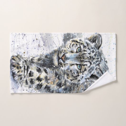 Snow Leopard Wasserfarbe Handtuch (Handtuch)