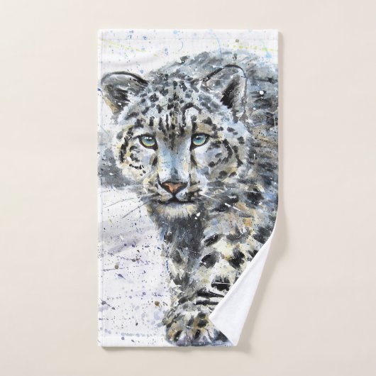 Snow Leopard Wasserfarbe Handtuch (Handtuch)