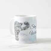 Snow Leopard Wasserfarbe Kaffeetasse (Vorderseite Links)