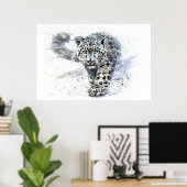 Snow Leopard Wasserfarbe Poster (Heimbüro)