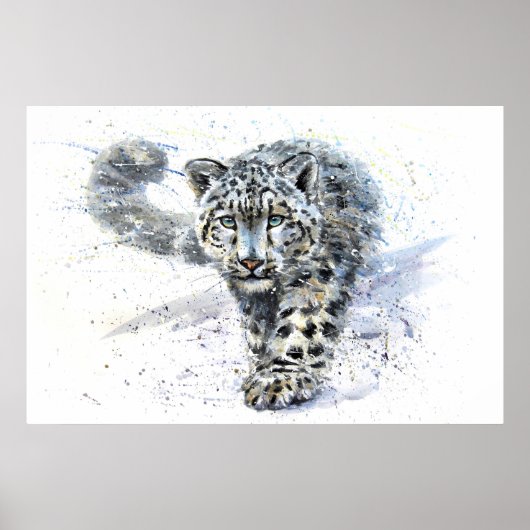 Snow Leopard Wasserfarbe Poster (Vorne)
