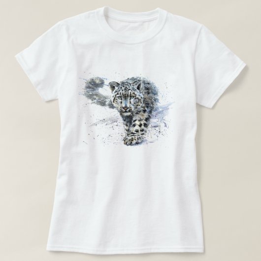 Snow Leopard Wasserfarbe T-Shirt (Design vorne)