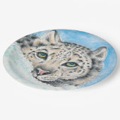 Snow Leopard Wasserfarben Kunst Pappteller (Schrägansicht)