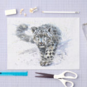 Snow Leopard Wasserfarbendekoupage Seidenpapier (Handwerk)