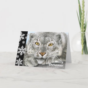 Snow Leopard Weihnachtskarte Feiertagskarte