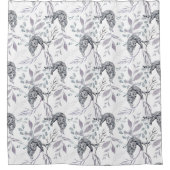 Snow Leopard Whimsical Botanicals Duschvorhang (Vorderseite)