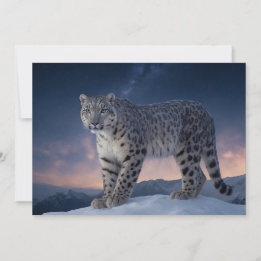 Snow Leopard Wild Majestic Animal A Starry Galaxy Ankündigung (Vorderseite)
