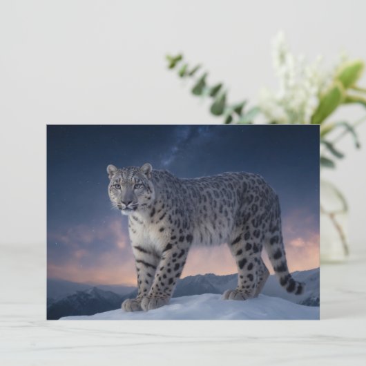 Snow Leopard Wild Majestic Animal A Starry Galaxy Ankündigung (Stehend Vorderseite)
