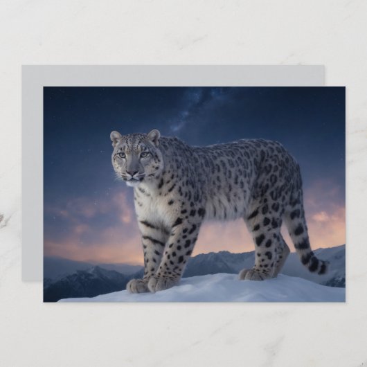 Snow Leopard Wild Majestic Animal A Starry Galaxy Ankündigung (Vorne/Hinten)