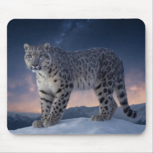 Snow Leopard Wild Majestic Animal A Starry Galaxy Mousepad