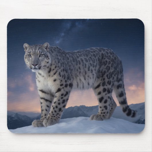 Snow Leopard Wild Majestic Animal A Starry Galaxy Mousepad (Vorne)