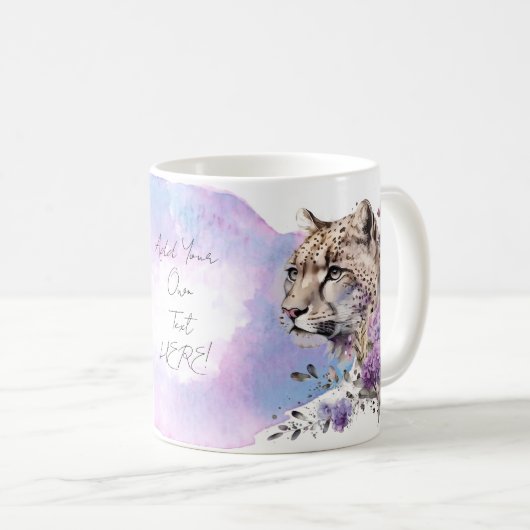 Snow Leopard Wilde Katze Wasserfarbe Kaffeetasse (VorderseiteRechts)