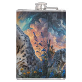 Snow Leopard Wildfire Sunrise Reflexion Flachmann (Rückseite)