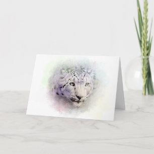 Snow Leopard Wildlife Art Card Karte