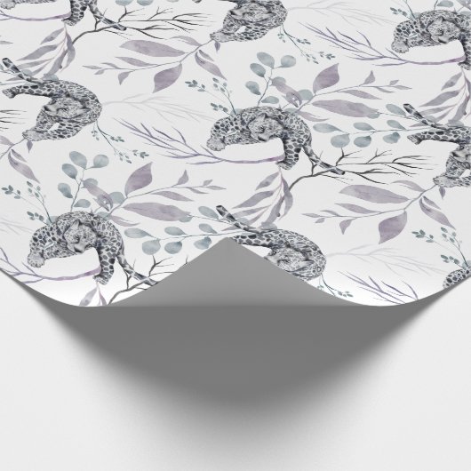 Snow Leopard Winter Botanicals Geschenkpapier (Ecke)