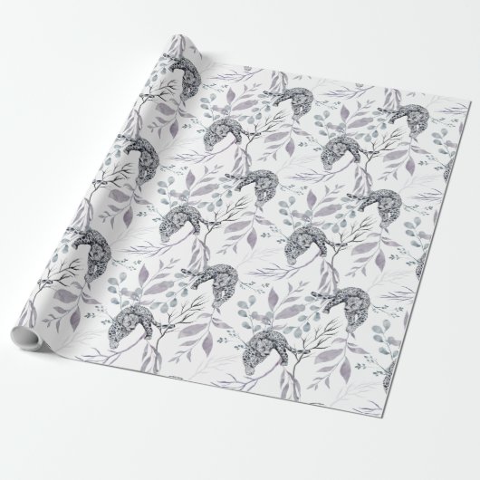 Snow Leopard Winter Botanicals Geschenkpapier (Ungerollt)