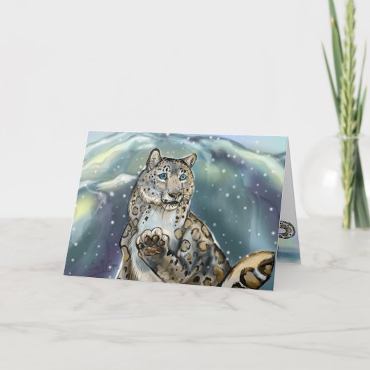 Snow Leopard ~Winter Grußkarten Feiertagskarte (Vorderseite)