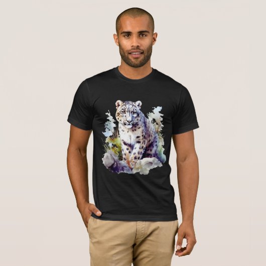 Snow Leopard Winter Mountain Big Cat Wildlife T-Shirt (Vorne ganz)