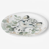 Snow Leopard Winter Onederland Arktische Vegetatio Pappteller (Schrägansicht)