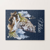 Snow Leopard Winterberg Personalisiert Puzzle (Horizontal)