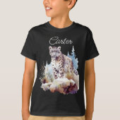 Snow Leopard Winterberg Personalisiert T-Shirt (Vorderseite)