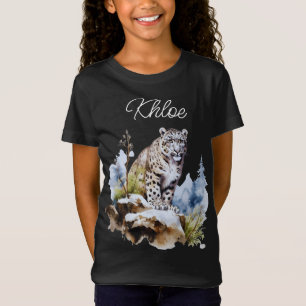 Snow Leopard Winterberg Personalisiert T-Shirt