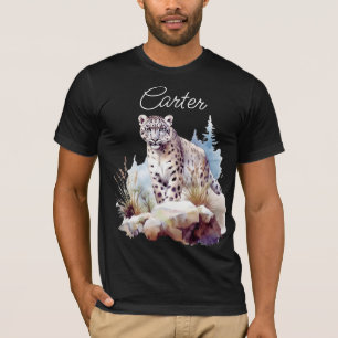 Snow Leopard Winterberg Personalisiert T-Shirt