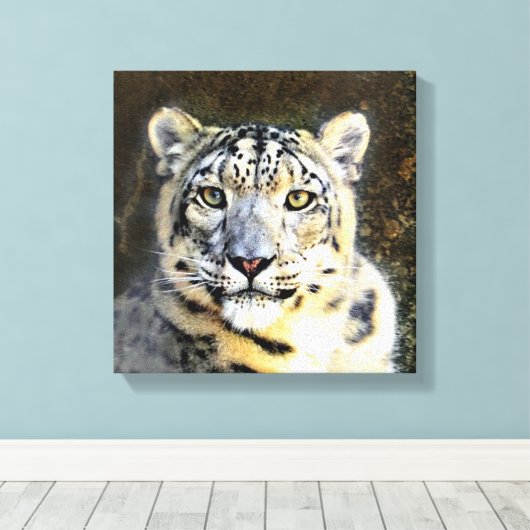 Snow Leopard Wrapped Canvas Leinwanddruck (Insitu (Holzboden))