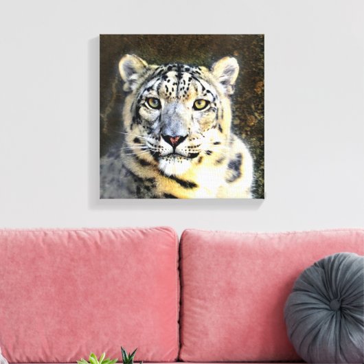 Snow Leopard Wrapped Canvas Leinwanddruck (Insitu (Wohnzimmer))