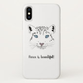 Snow Leopard Zeichnend "Fierce is Beautiful" Case-Mate iPhone Hülle (Rückseite)