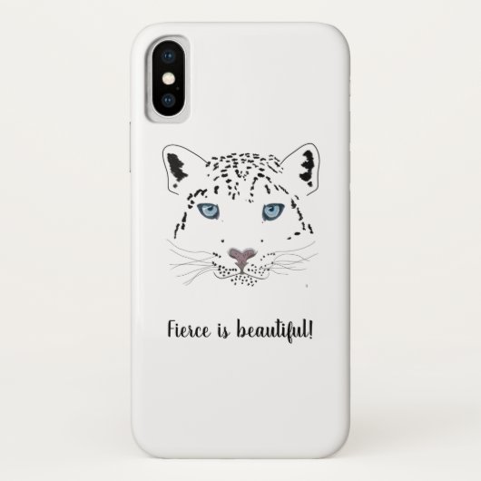 Snow Leopard Zeichnend "Fierce is Beautiful" Case-Mate iPhone Hülle (Rückseite)