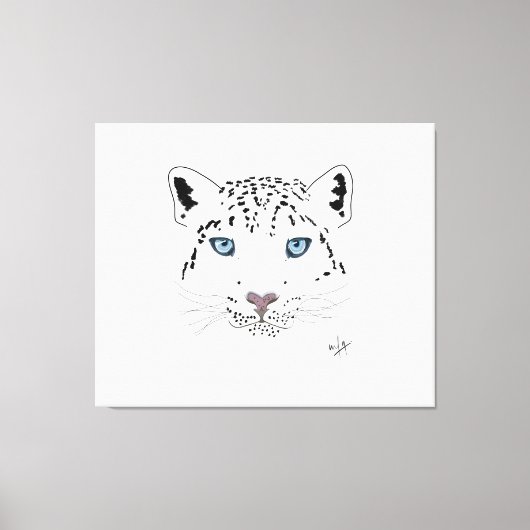 Snow Leopard Zeichnend "Fierce is Beautiful" Leinwanddruck (Vorderseite)