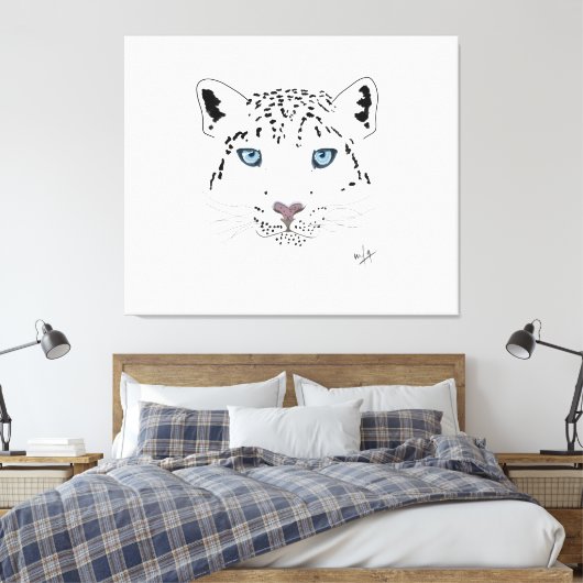 Snow Leopard Zeichnend "Fierce is Beautiful" Leinwanddruck (Insitu (Schlafzimmer))
