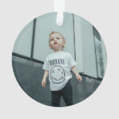 Snow Leopards & JOY Green Christmas Foto Ornament (Rückseite)