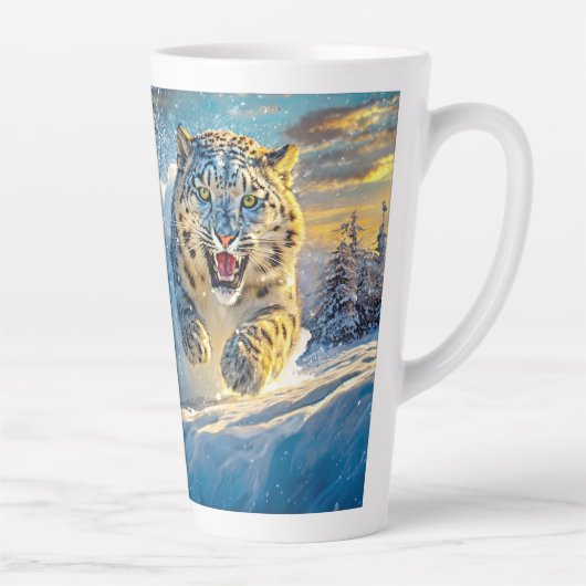 Snow Leopards Racing Design von Rich AMeN Gill Milchtasse (Rechts)