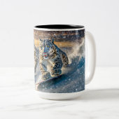 Snow Leopards Shredding Design von Rich AMeN Gill Zweifarbige Tasse (VorderseiteRechts)