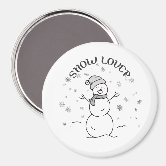 Snow Lover Cute Snowman Fridge Magnet (Vorderseite/Rückseite)