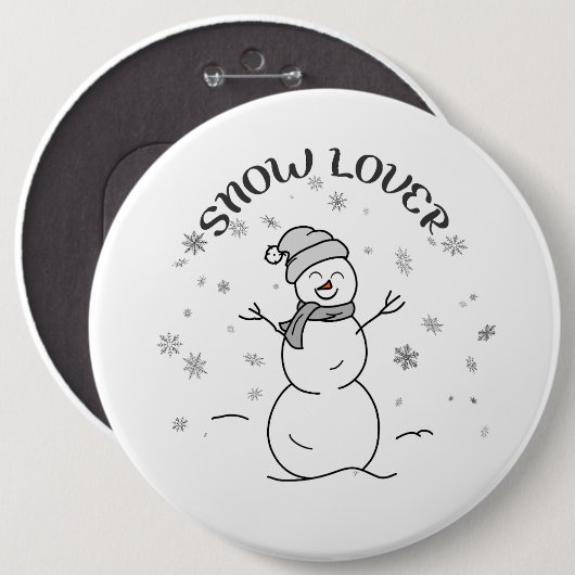 Snow Lover Cute Snowman Pin Button                 (Vorne & Hinten)