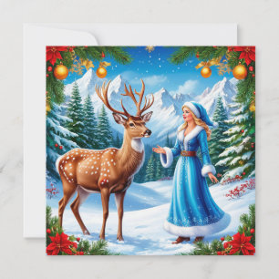 Snow Maiden Bezaubernde Winterlandschaft Einladung