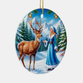 Snow Maiden Bezaubernde Winterlandschaft Keramik Ornament (Rechts)