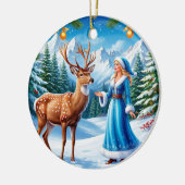 Snow Maiden Bezaubernde Winterlandschaft Keramik Ornament (Links)