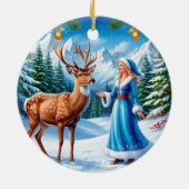 Snow Maiden Bezaubernde Winterlandschaft Keramik Ornament (Hinten)
