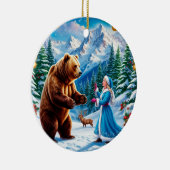 Snow Maiden Bezaubernde Winterlandschaft Keramik Ornament (Rechts)