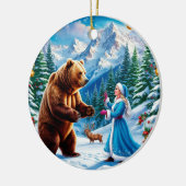 Snow Maiden Bezaubernde Winterlandschaft Keramik Ornament (Links)