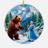 Snow Maiden Bezaubernde Winterlandschaft Keramik Ornament (Hinten)