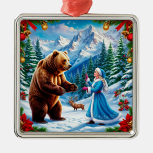 Snow Maiden Bezaubernde Winterlandschaft Ornament Aus Metall